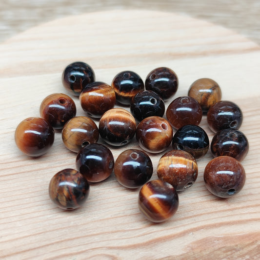 Œil de tigre – perles naturelles 8 mm – lot de 20