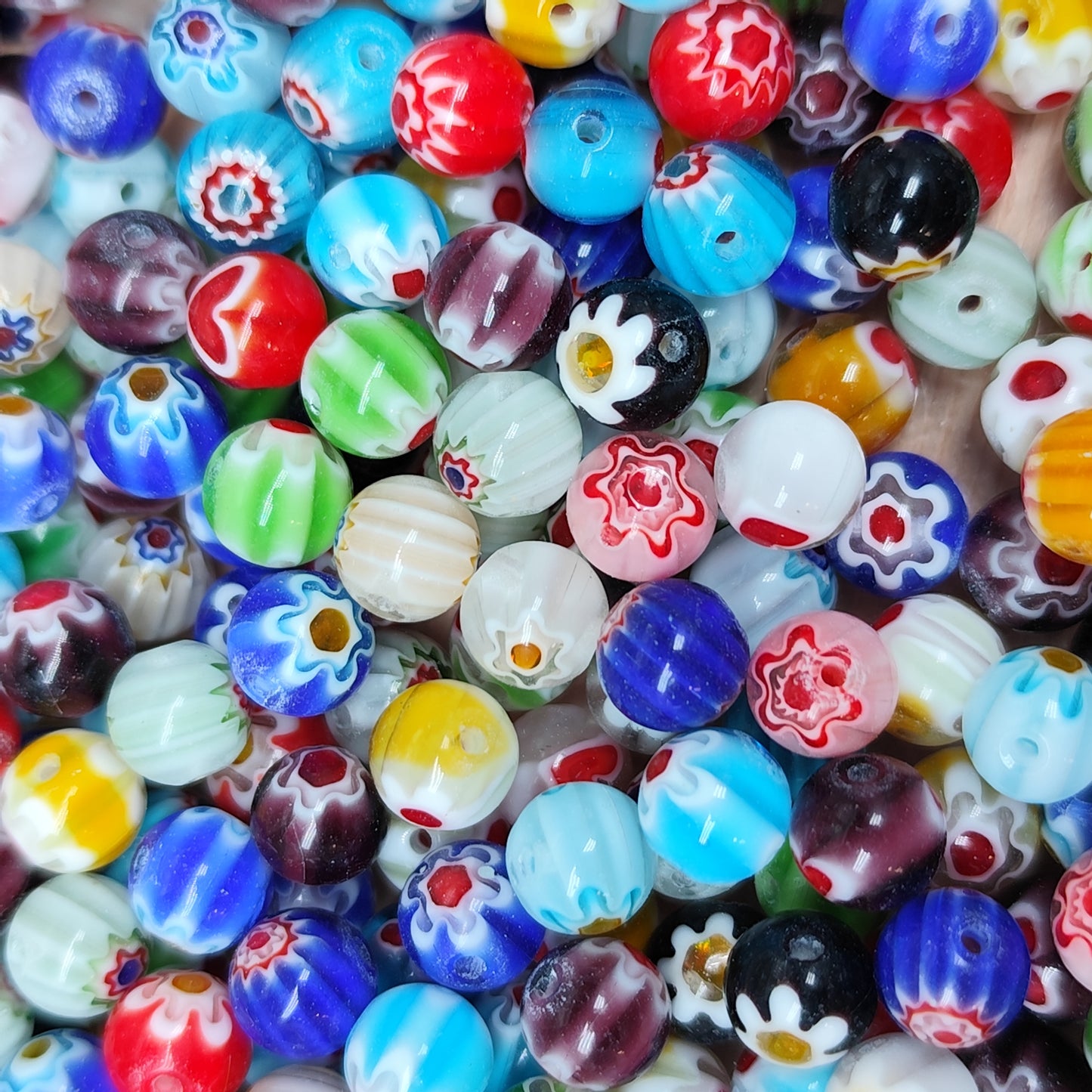 Perle verre multicolore - 8 mm – lot de 20