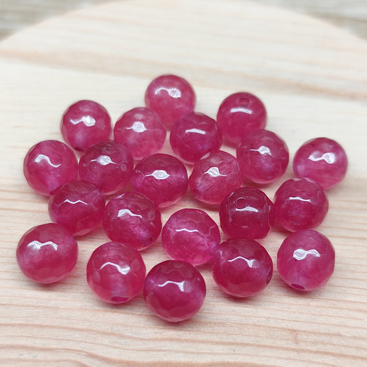 Quartzite facettée prune – perles naturelles teintées 8 mm – lot de 20