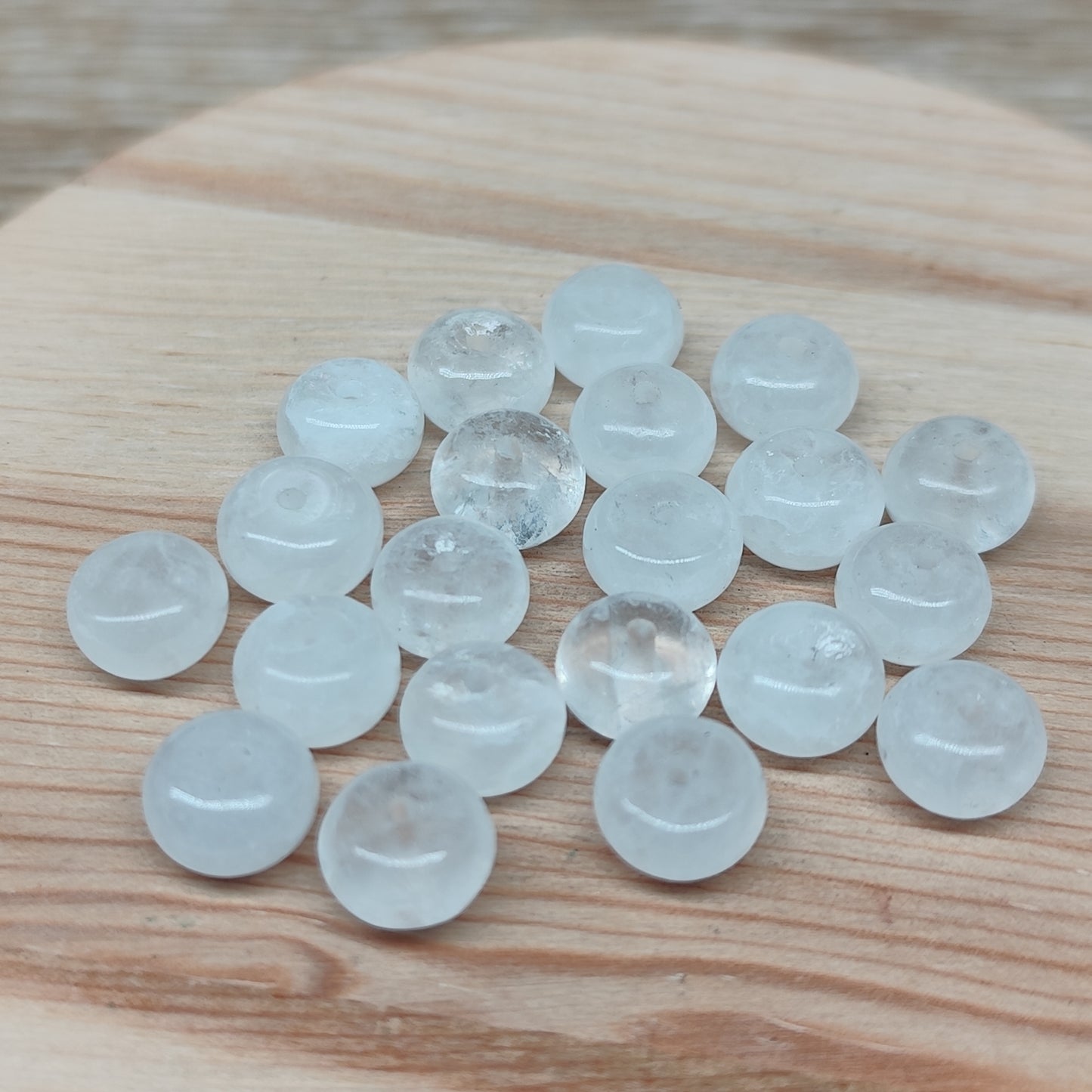 Quartz cristal de roche forme donut – perles naturelles 8 mm – lot de 20