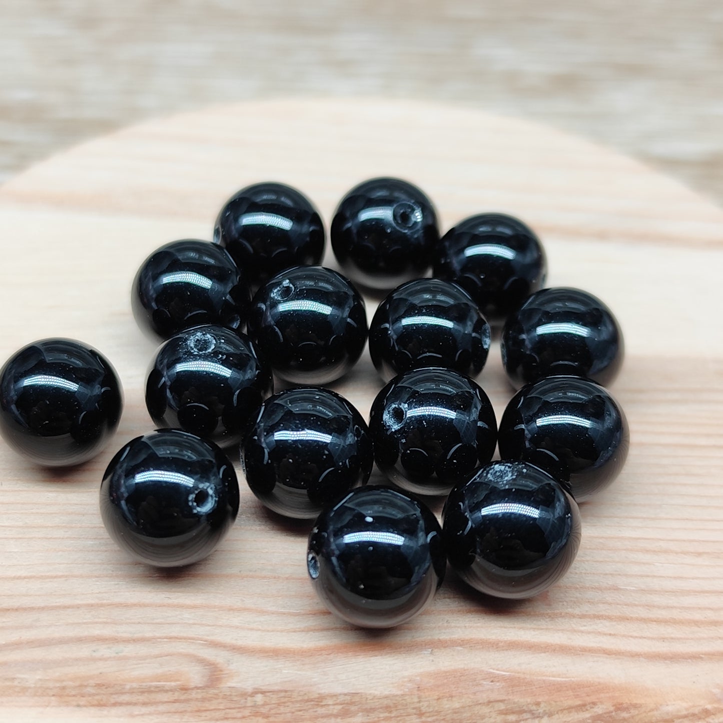 Obsidienne noire – perles naturelles 10,5 mm – lot de 15