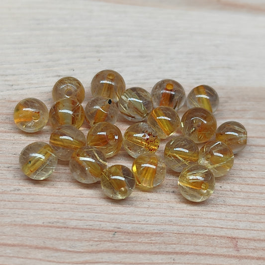 Quartz rutile doré – perles naturelles 5 mm – lot de 20