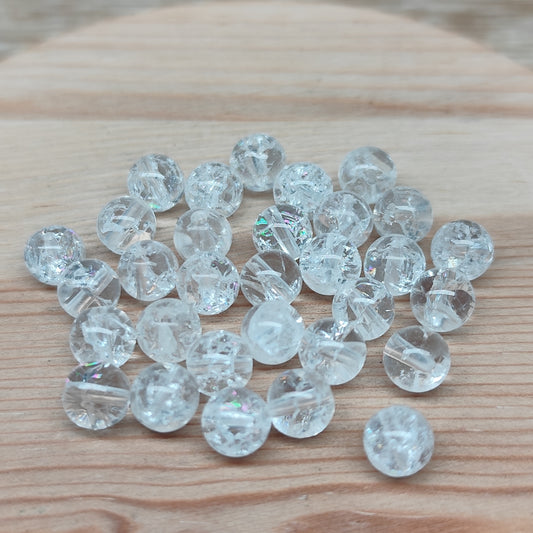 Quartz cristal de roche craquelées – perles naturelles 6 mm – lot de 30