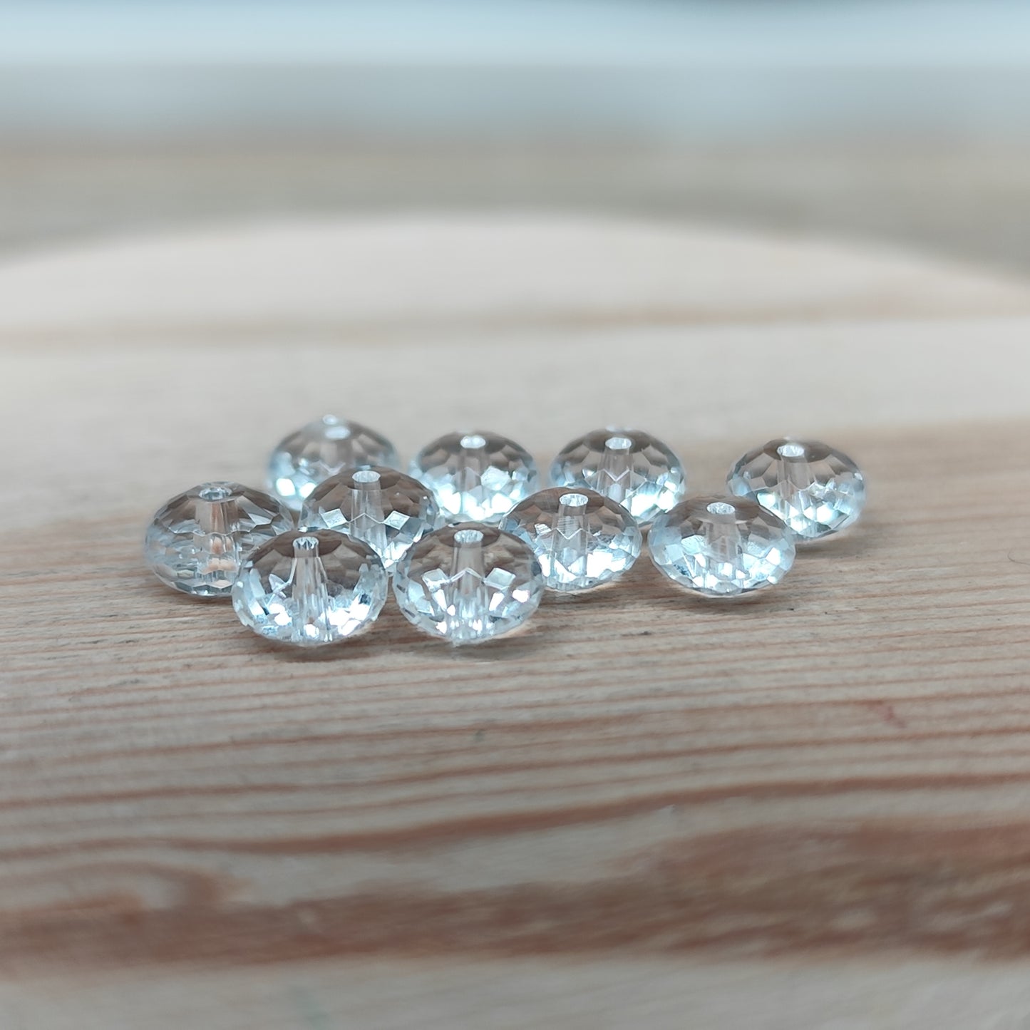Quartz cristal de roche donut facetté – perles naturelles 6 mm – lot de 10