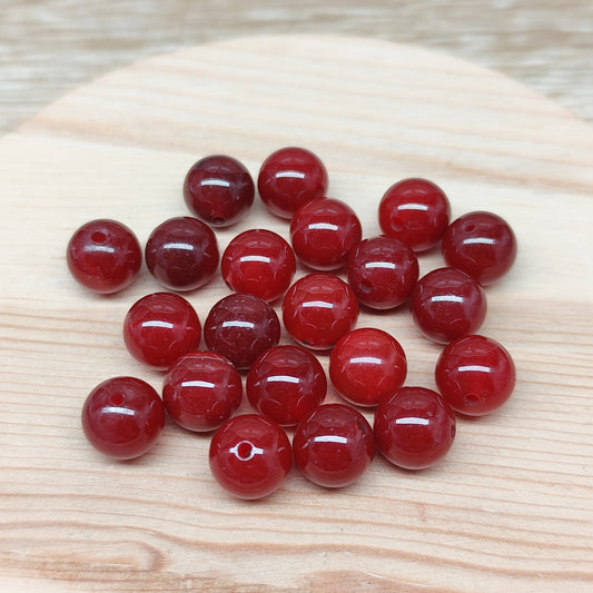 Agate rouge – perles naturelles 8 mm – lot de 20