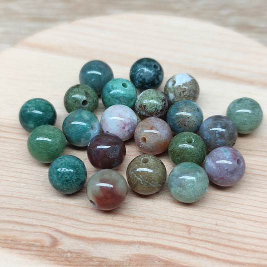 Agate indienne – perles naturelles 8 mm – lot de 20