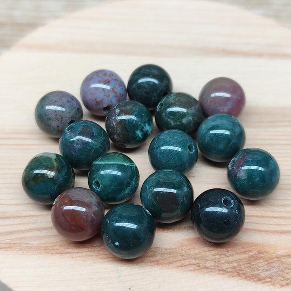 Agate indienne – perles naturelles 10 mm – lot de 15