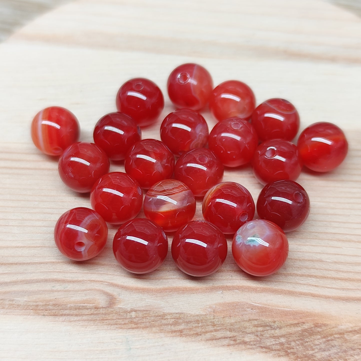 Cornaline – perles naturelles 8 mm – lot de 20