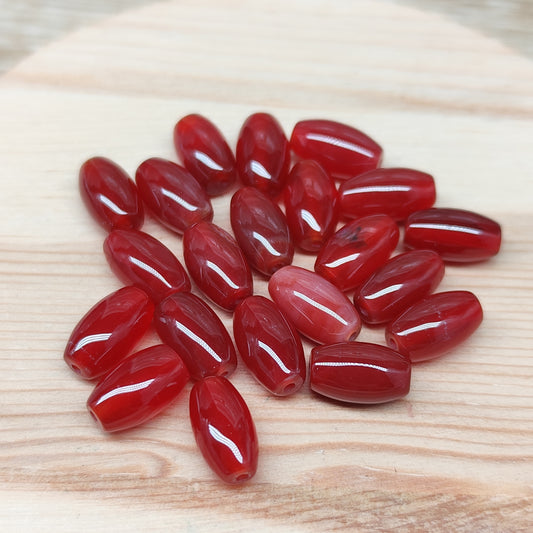 Agate rouge forme grain de riz – perles naturelles 6,5 mm – lot de 20