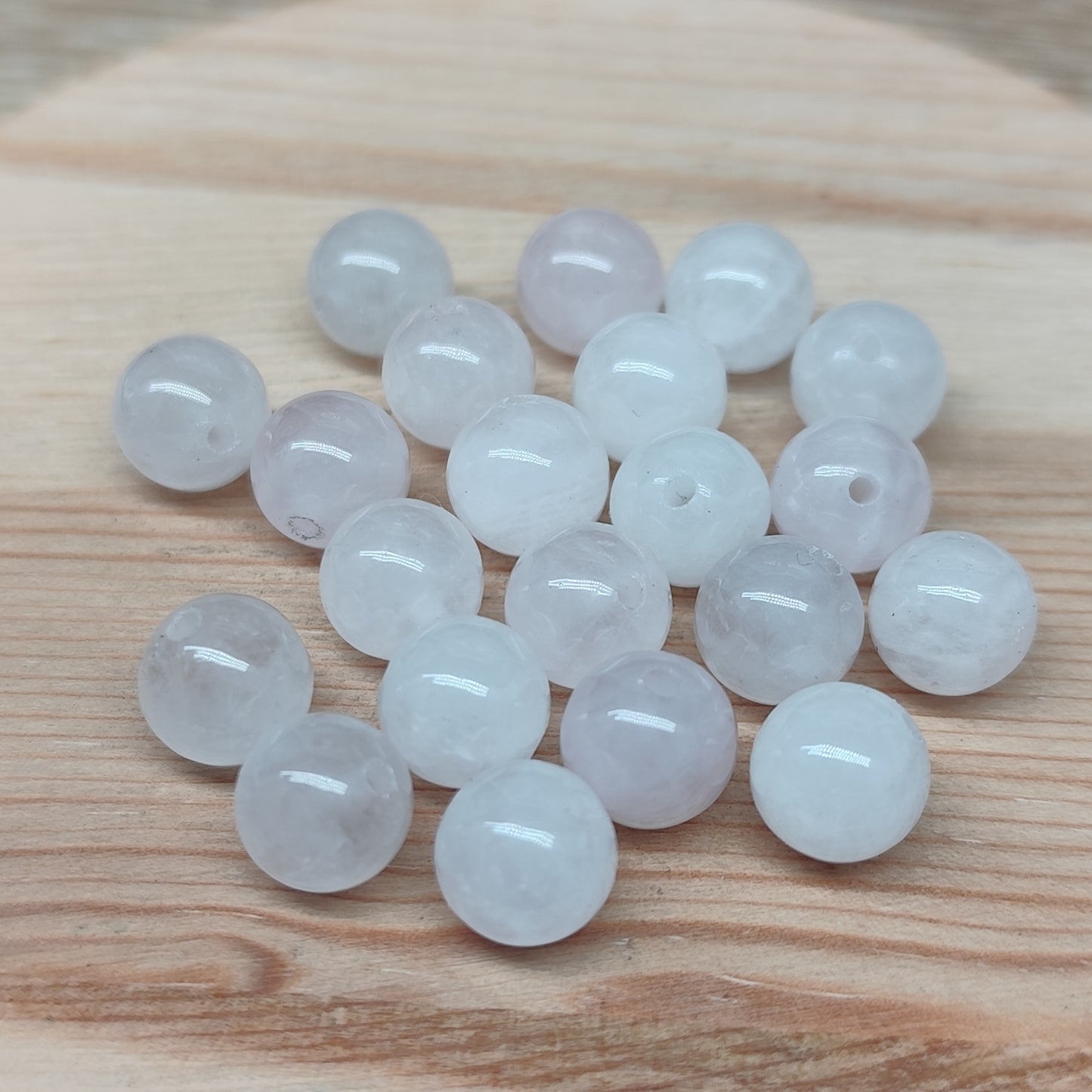 Quartz rose – perles naturelles 8 mm – lot de 20