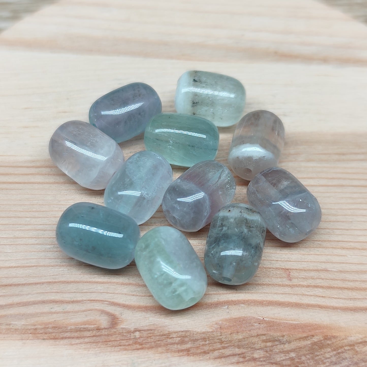 Fluorite forme de tonneau – perles naturelles 8 mm – lot de 10