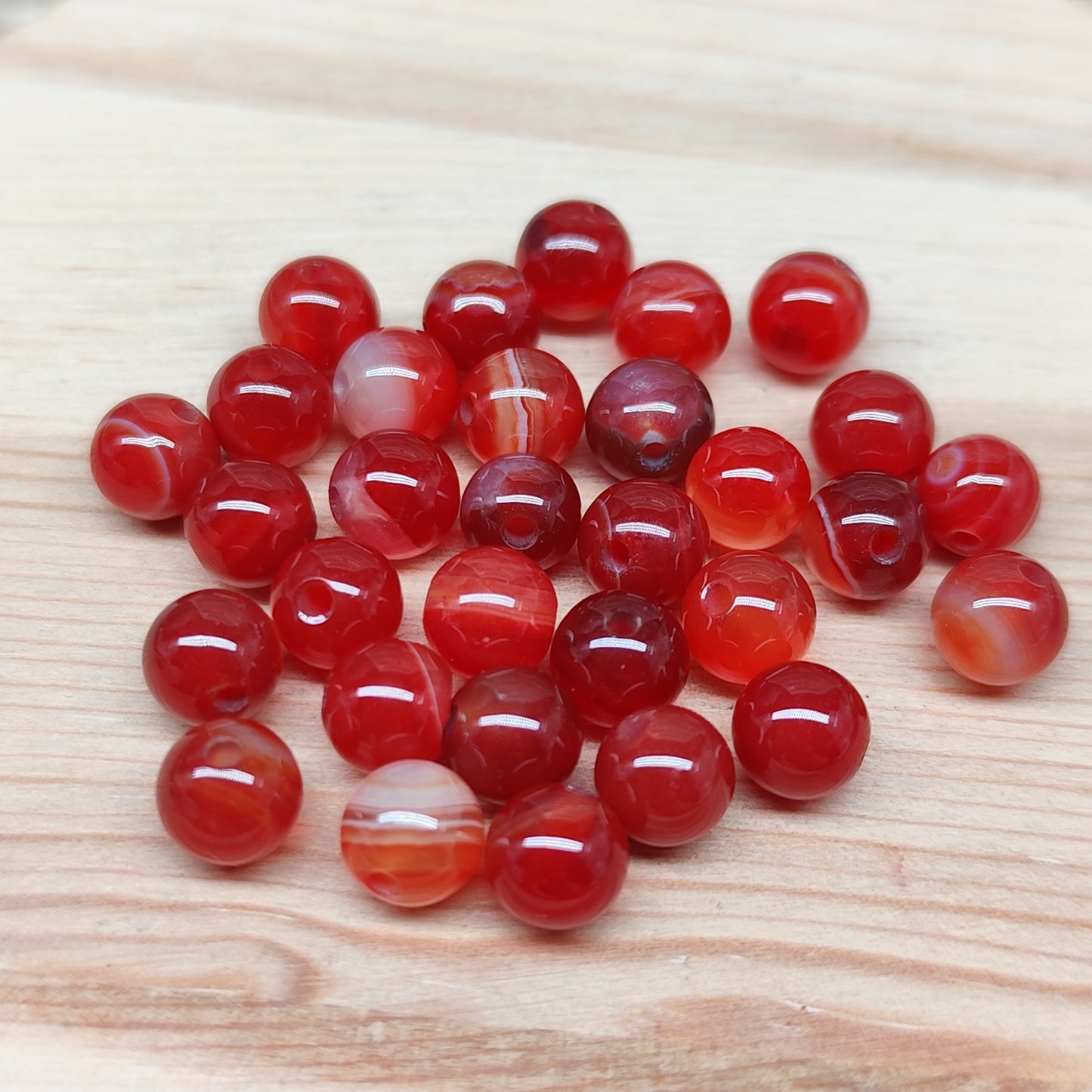 Cornaline – perles naturelles 6 mm – lot de 30