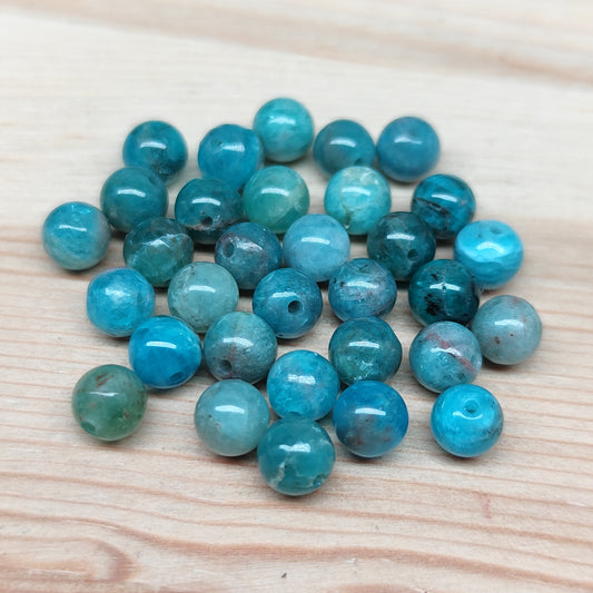 Apatite bleue – perles naturelles 5,5 mm – lot de 30