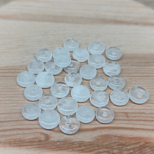 Quartz Cristal de roche forme donuts – perles naturelles 6 mm – lot de 30