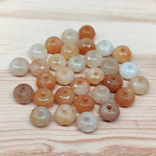 Jade soie dorée forme donut facetté – perles naturelles 6 mm – lot de 30
