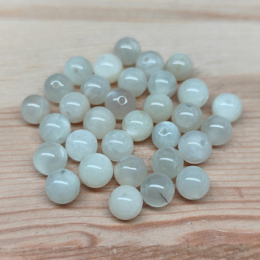 Pierre de lune blanche – perles naturelles 5,5 mm – lot de 30