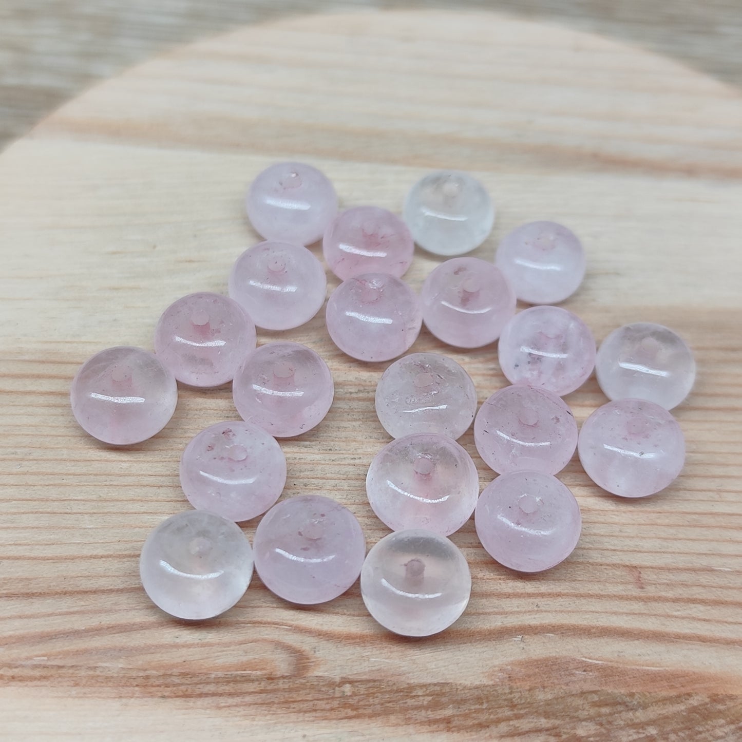 Quartz rose donut – perles naturelles 8 mm – lot de 20