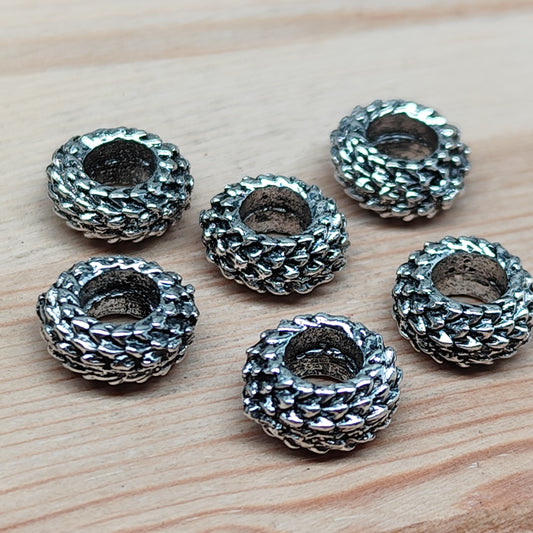 Anneaux écailles en métal argenté – 11 mm - lot de 6