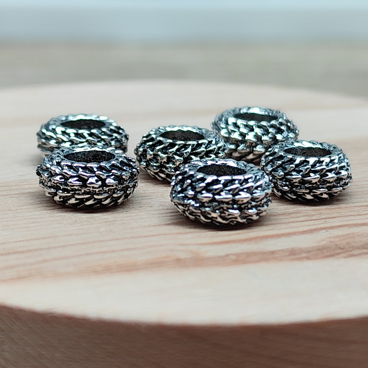Anneaux écailles en métal argenté – 11 mm - lot de 6