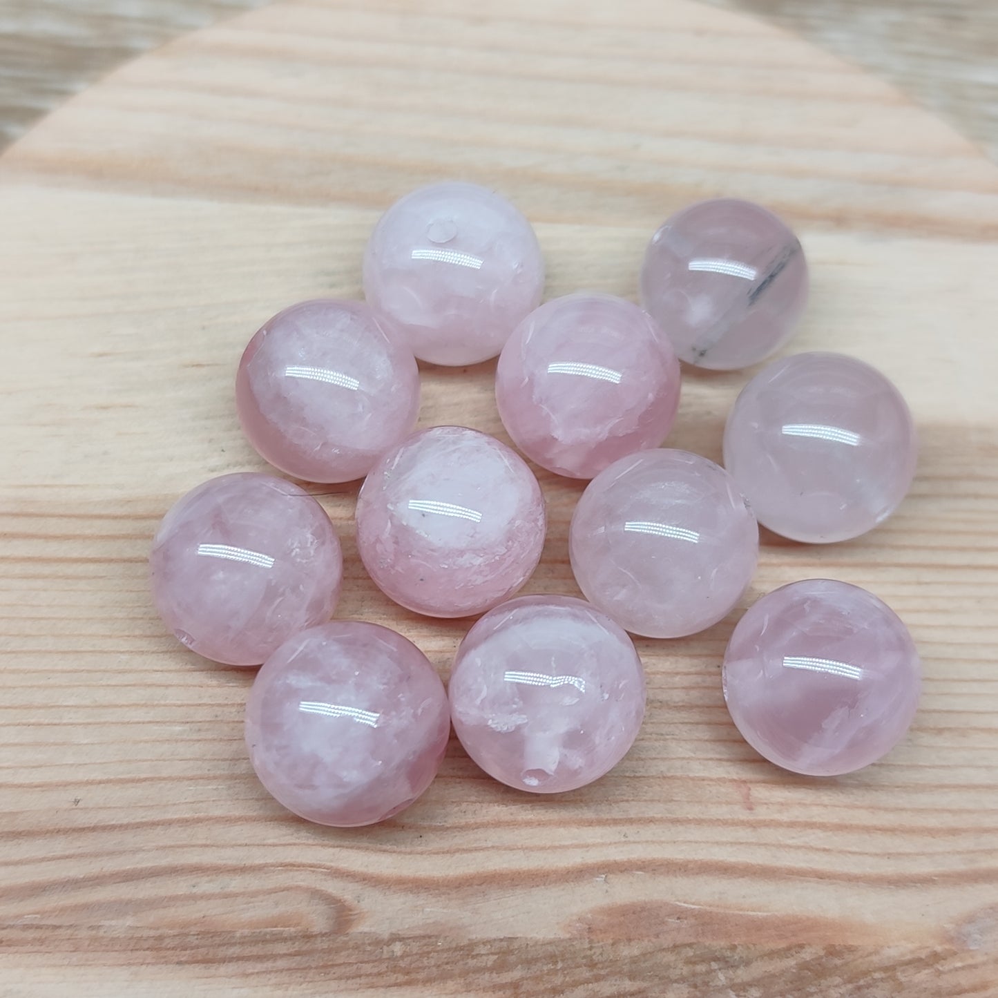 Quartz rose – perles naturelles 12,5 mm – lot de 10