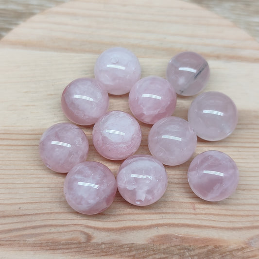 Quartz rose – perles naturelles 12,5 mm – lot de 10