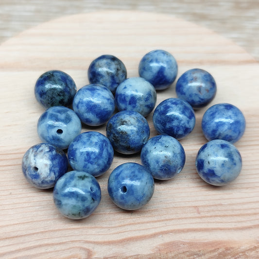 Sodalite – perles naturelles 10,5 mm – lot de 15