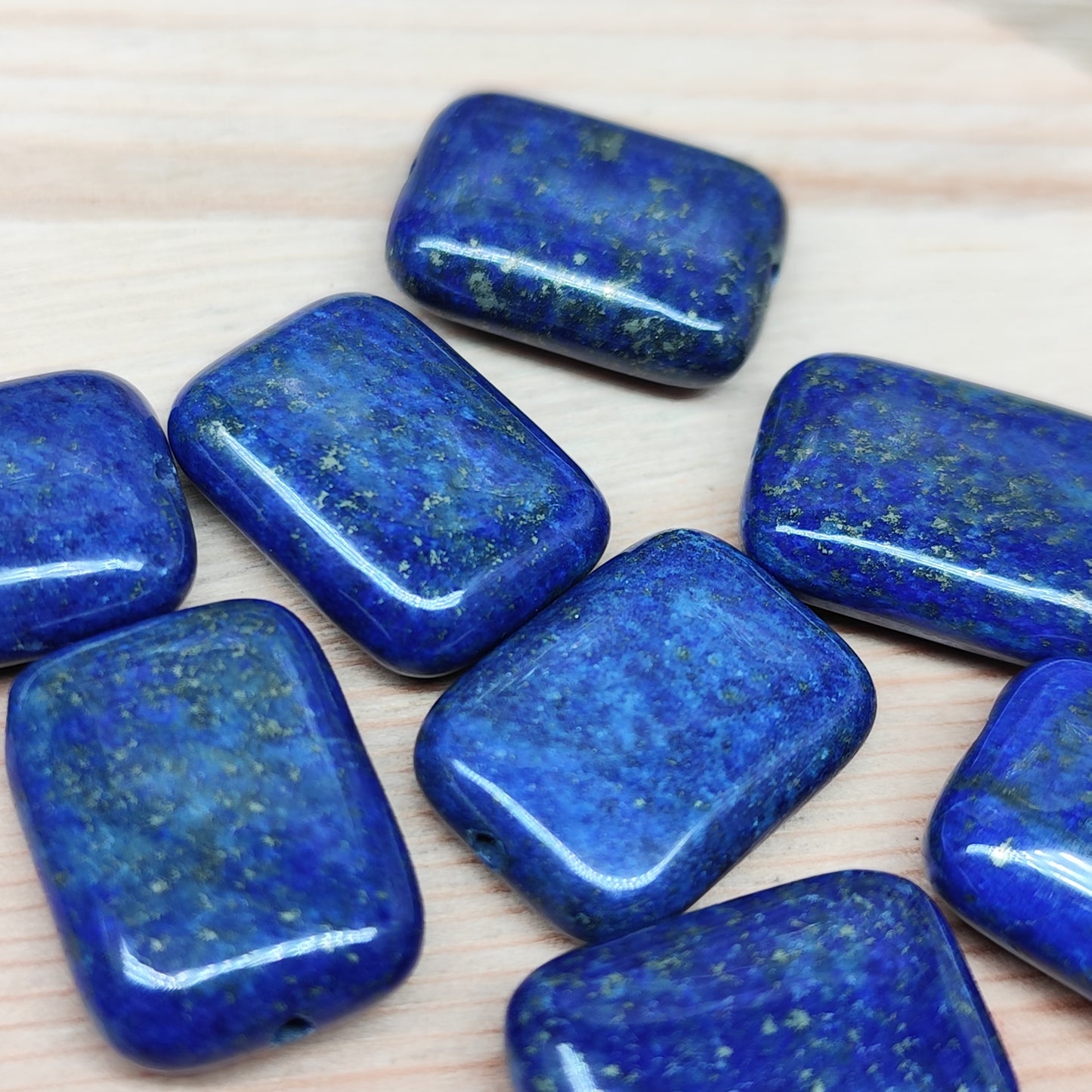 Lapis lazuli forme rectangle – perles naturelles 13,5 mm – lot de 8