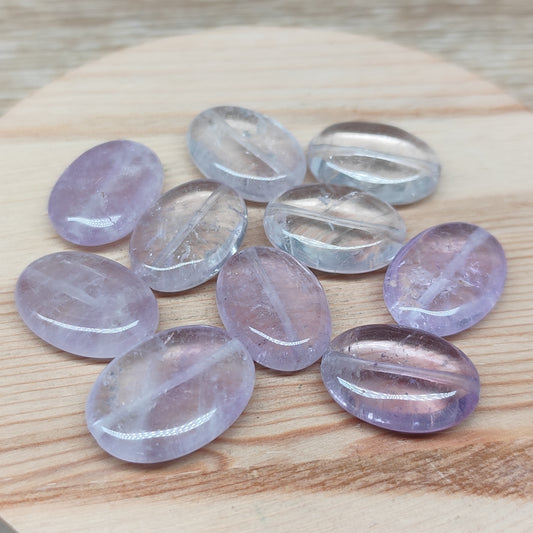 Améthyste lavande ovale – perles naturelles 13 mm – lot de 10
