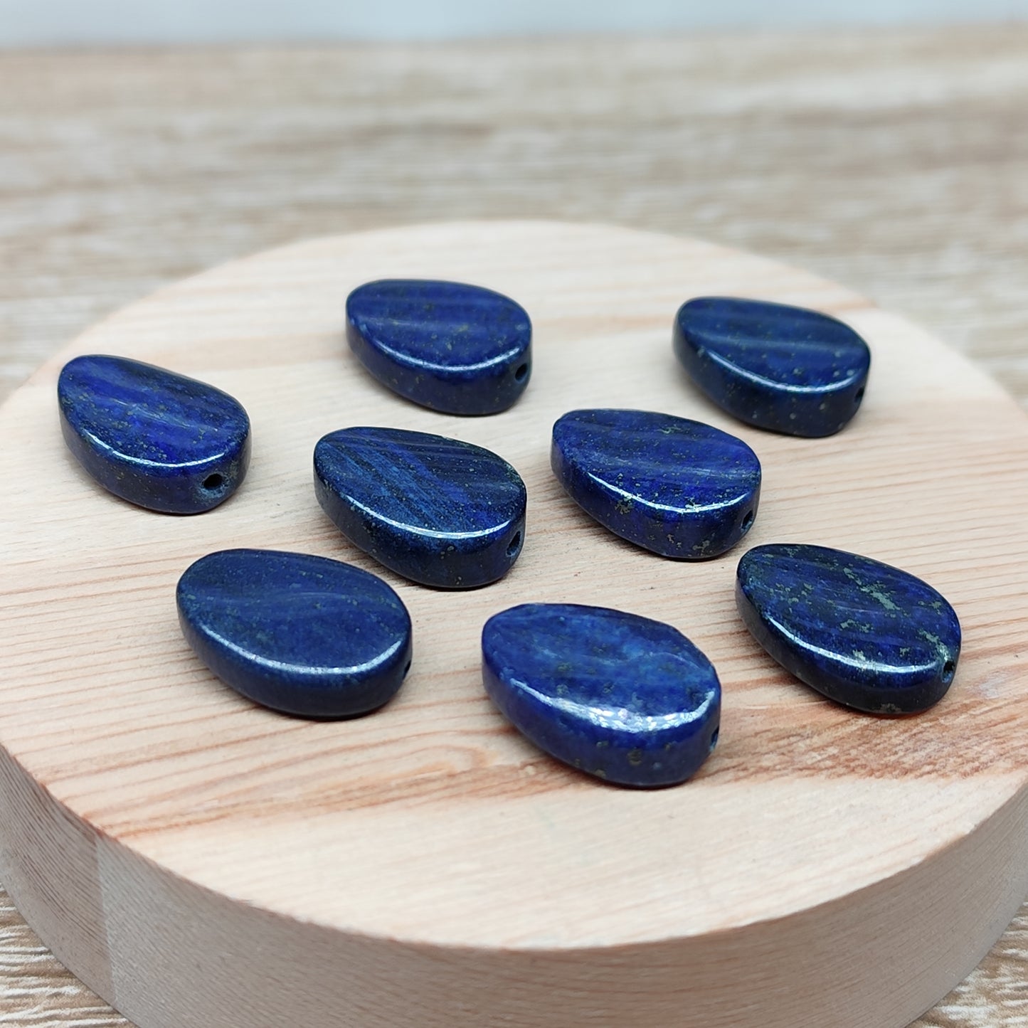 Lapis lazuli ovale torsadée – perles naturelles 14 mm – lot de 8