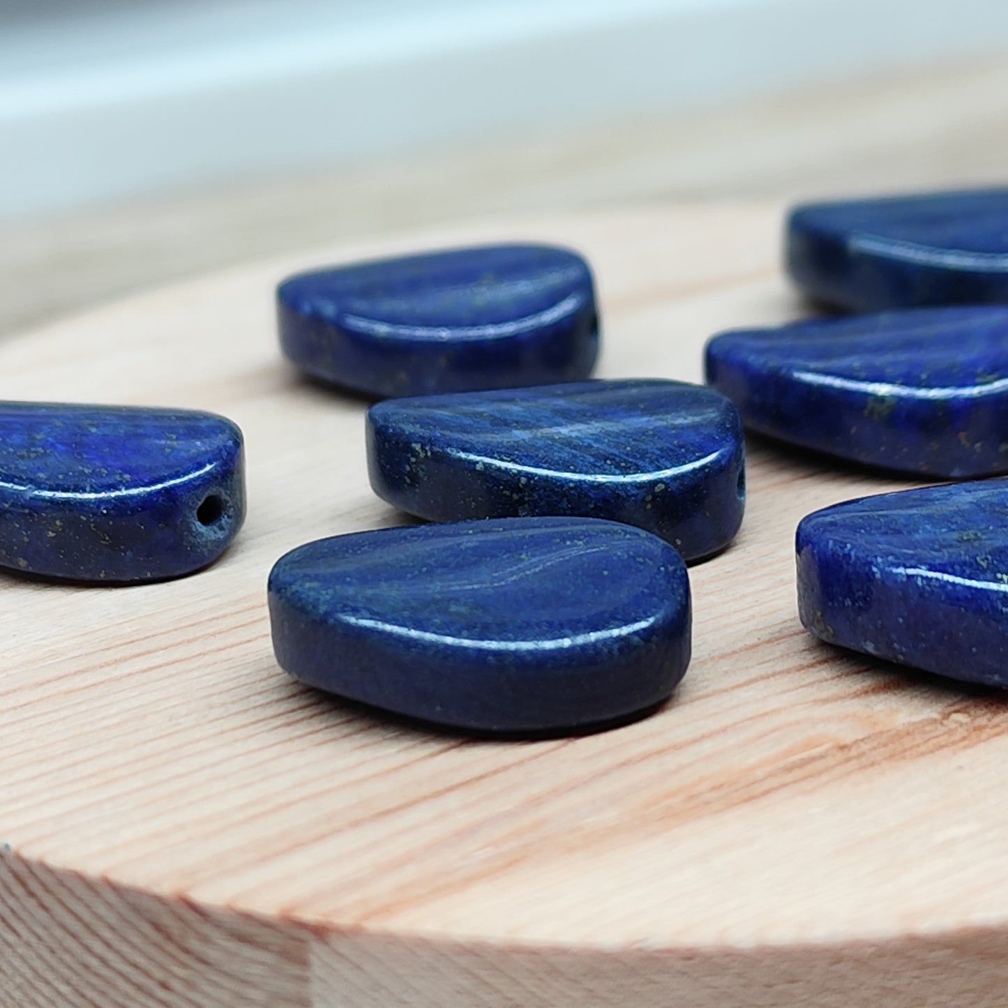 Lapis lazuli ovale torsadée – perles naturelles 14 mm – lot de 8