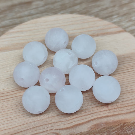 Quartz rose – perles naturelles 12,5 mm – lot de 10