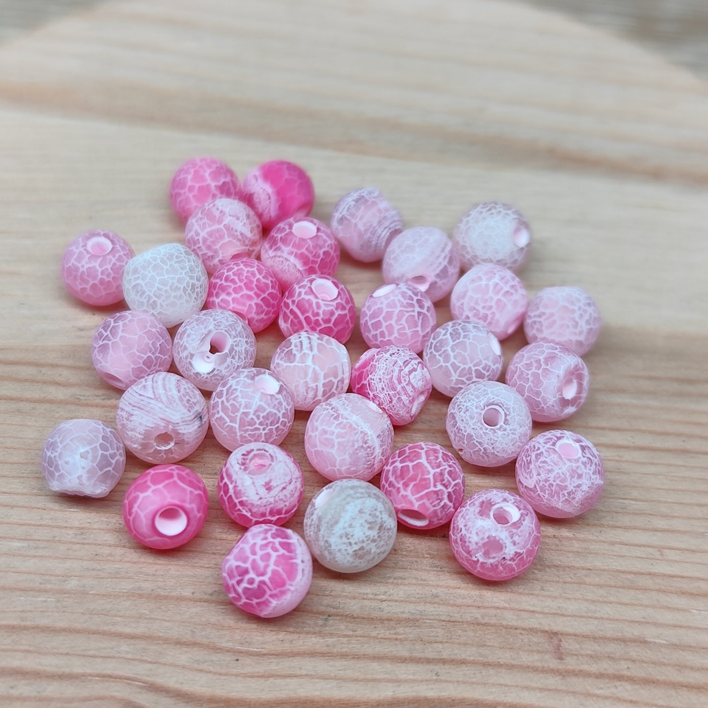 Agate Veines de dragon rose – perles naturelles teintées 6 mm – lot de 30