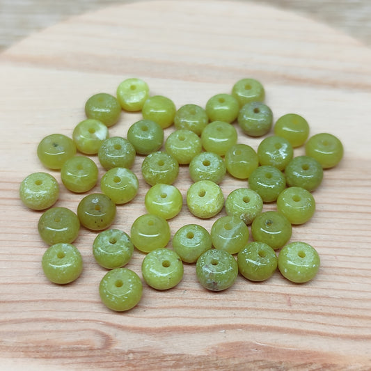 Jade citron donut – perles naturelles 6 mm – lot de 40