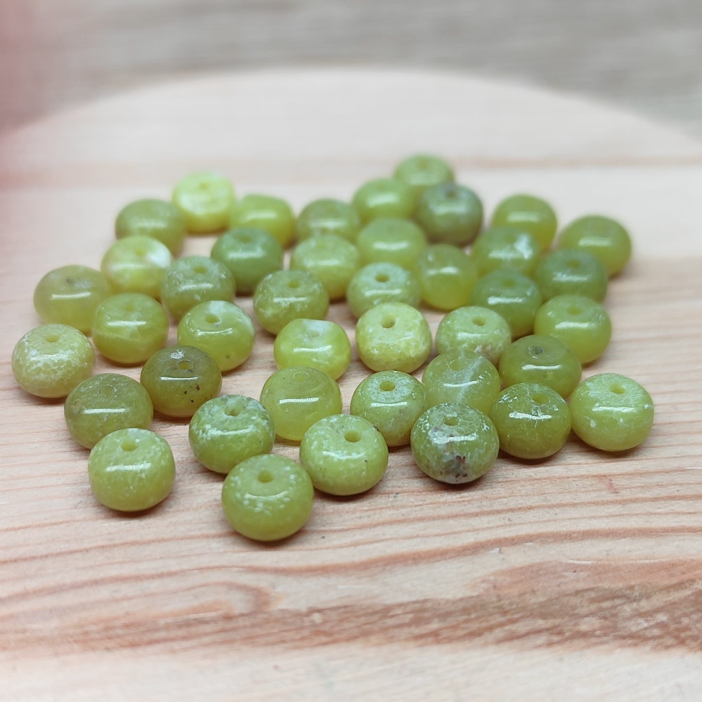 Jade citron donut – perles naturelles 6 mm – lot de 40