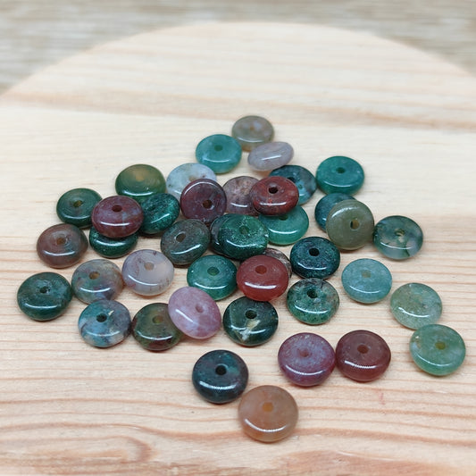Jaspe océan donut plat – perles naturelles 6,5 mm – lot de 40