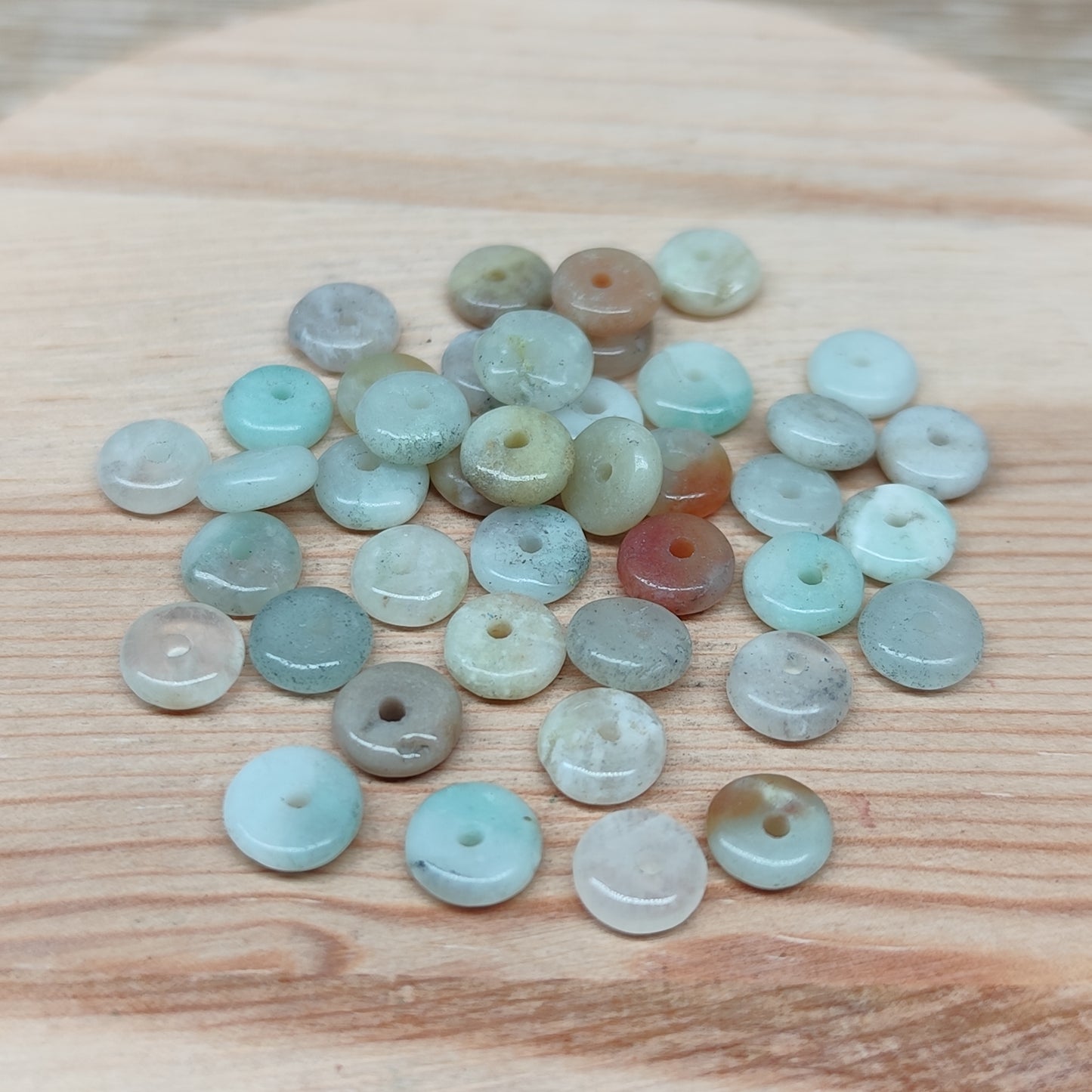 Amazonite donut plat – perles naturelles 6,5 mm – lot de 40
