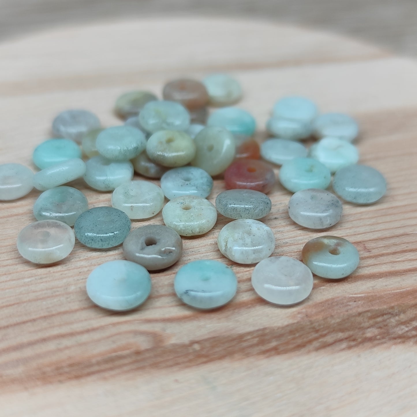 Amazonite donut plat – perles naturelles 6,5 mm – lot de 40