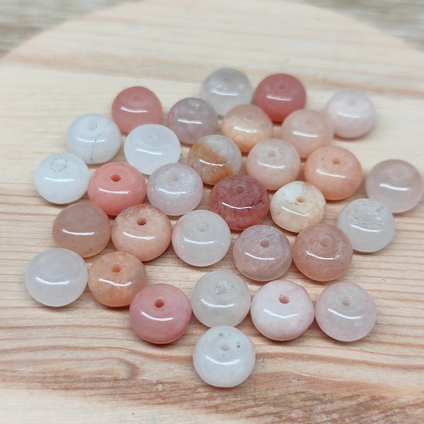 Aventurine rose donut – perles naturelles 8 mm – lot de 30