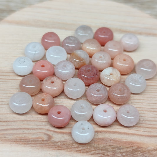 Aventurine rose donut – perles naturelles 8 mm – lot de 30