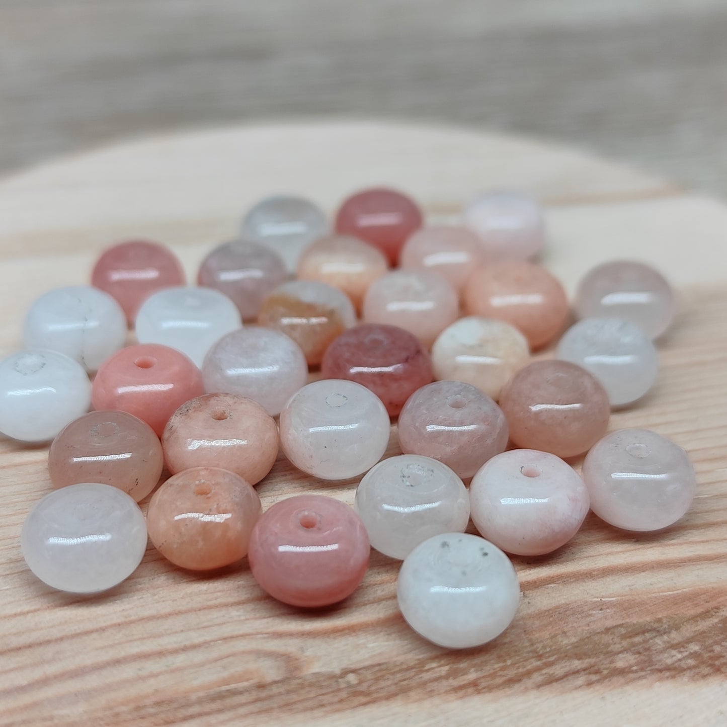 Aventurine rose donut – perles naturelles 8 mm – lot de 30