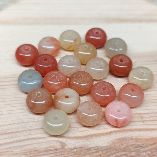 Jade soie dorée donut – perles naturelles 8 mm – lot de 20