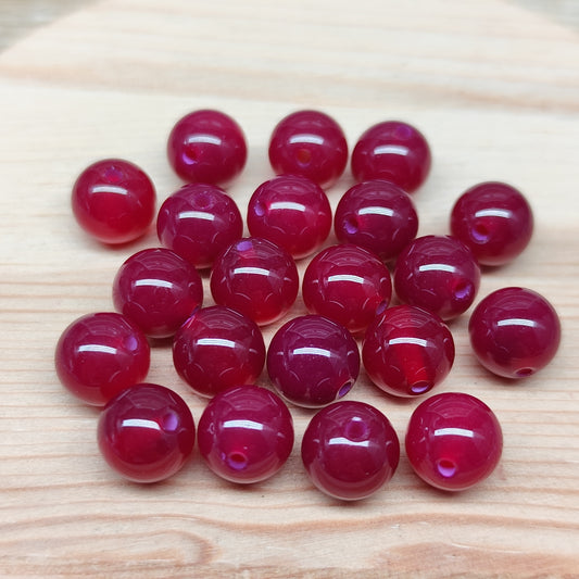 Agate pitaya – perles naturelles teintées 8 mm – lot de 20
