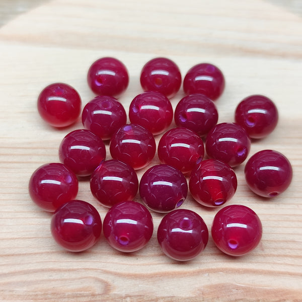Agate pitaya – perles naturelles teintées 8 mm – lot de 20