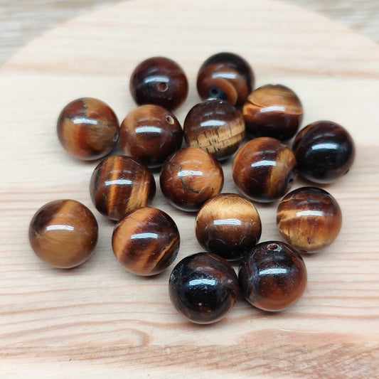 Oeil de Tigre – perles naturelles 10,5 mm – lot de 15