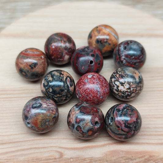 Jaspe léopard – perles naturelles 12,5 mm – lot de 10