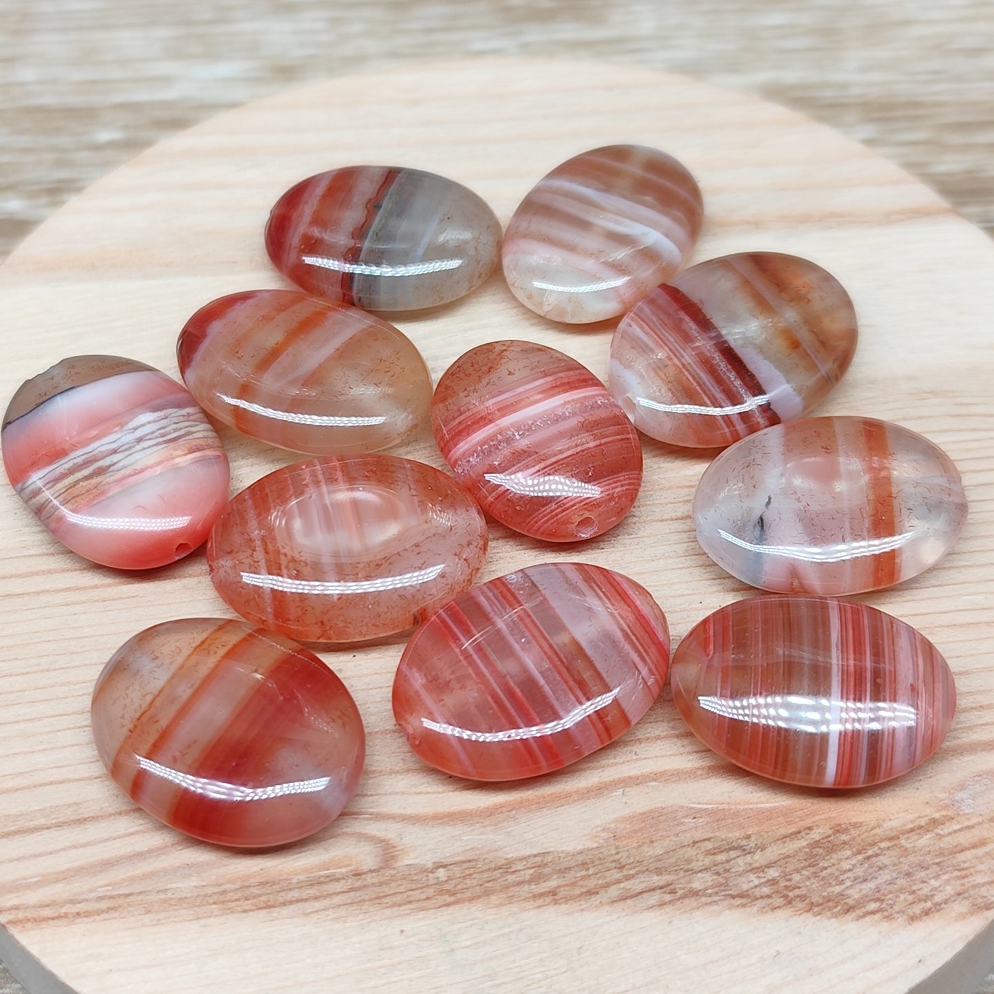 Agate ovale à bandes – perles naturelles 15 mm – lot de 10