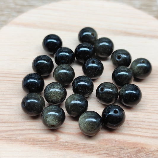 Obsidienne dorée – perles naturelles 8,5 mm – lot de 20