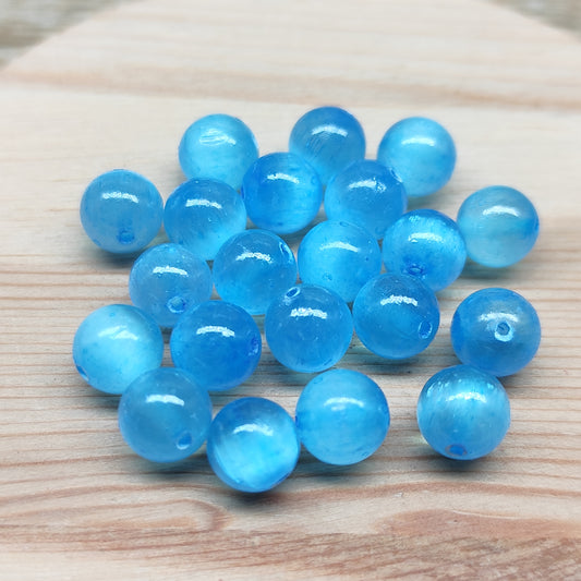 Sélénite bleue – perles naturelles teintée 8 mm – lot de 20