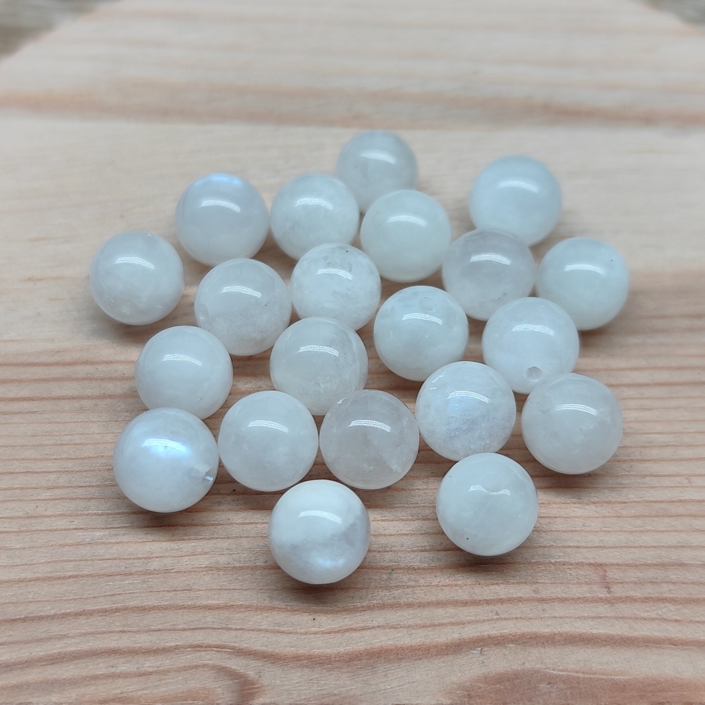 Pierre de lune rose – perles naturelles 7 mm – lot de 20