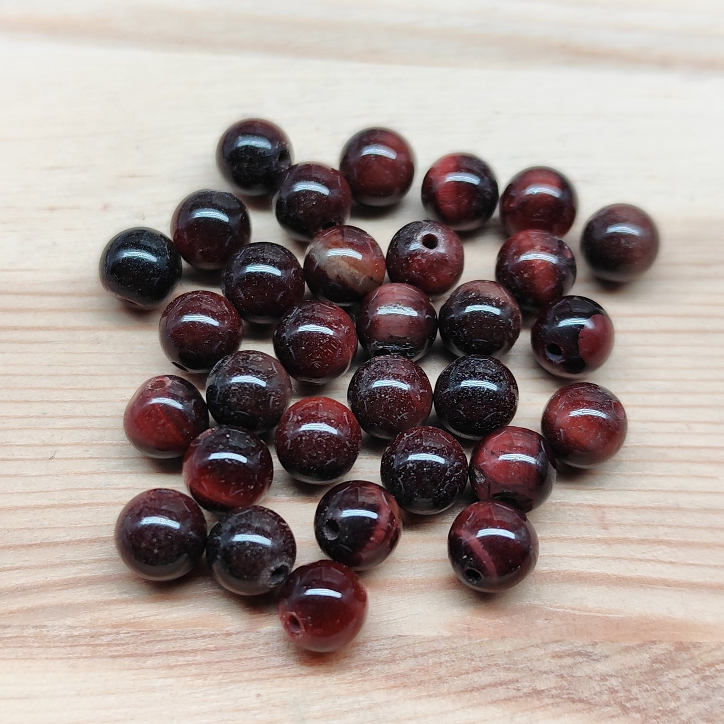 Œil de tigre rouge – perles naturelles 6 mm – lot de 30